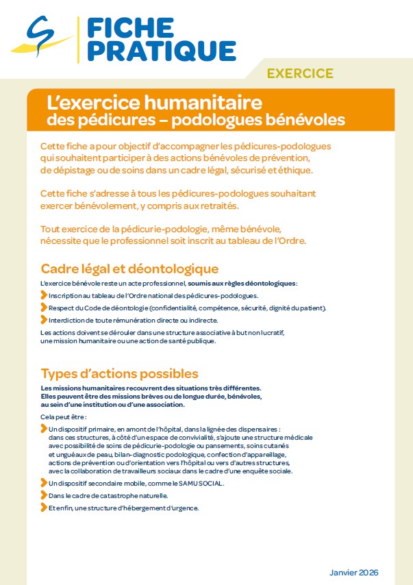 L'exercice humanitaire des pédicures-podologues bénévoles